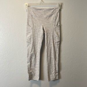lululemon womens leggings sz 4 white with gray  stripes